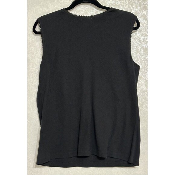 Stonebridge Signature Black Sleeveless Knit Tank Top‎ Sequins Beaded Floral XL - Picture 2 of 8